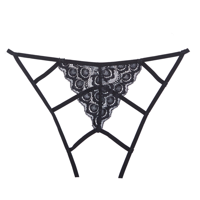 Allure Lace Panty With Open Front & Lace And Elastic Strap Back