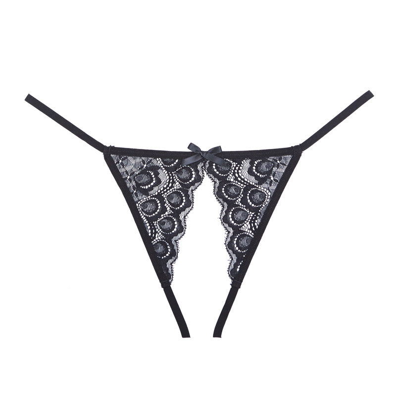 Allure Lace Panty With Open Front & Lace And Elastic Strap Back