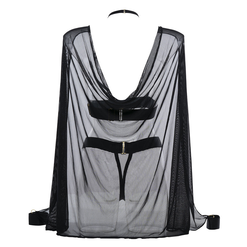 Adore Sweet Little Lies Cape, Harness Top and Panty Set