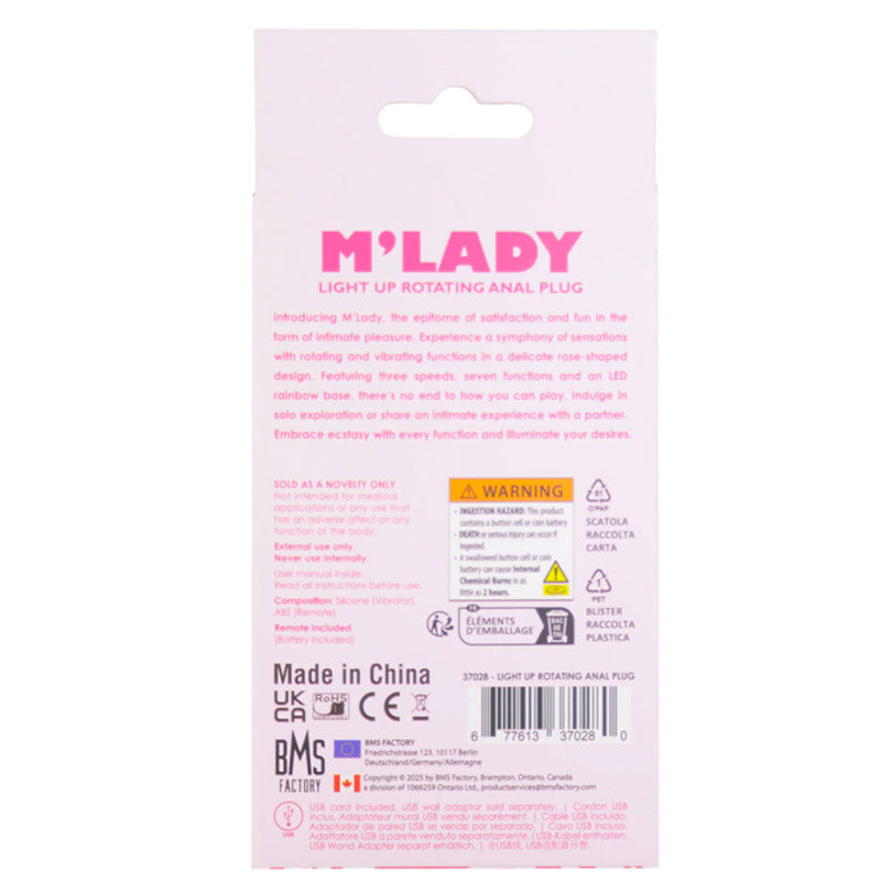 M'Lady Light Up Rotating Anal Plug