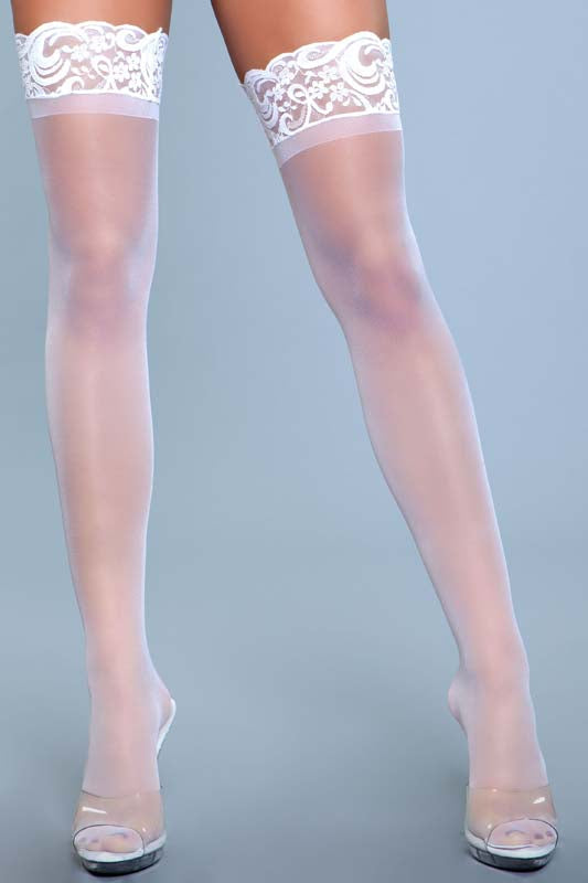 Stay Up Spandex Sheer Thigh Highs With Silicone Lace Top