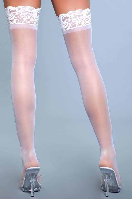Stay Up Spandex Sheer Thigh Highs With Silicone Lace Top