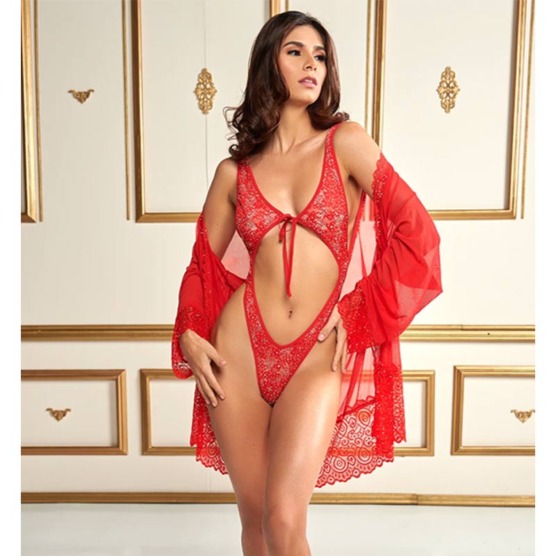 Candyland Crystal Lace Hallow Out Bodysuit