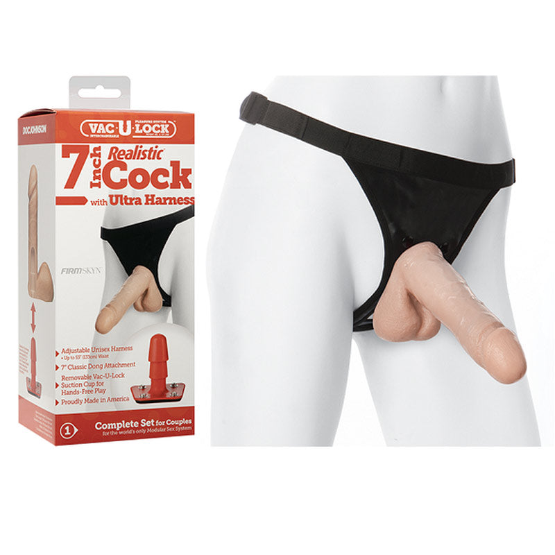 Vac-U-Lock Vibro Ultra Harness 2 With Realistic 8 Inch Dong - Non-retail Packaging