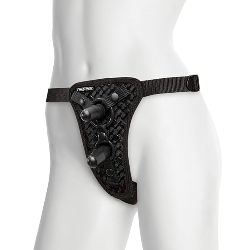 Vac-U-Lock Double Penetration Velvet Harness - Non-retail Packaging