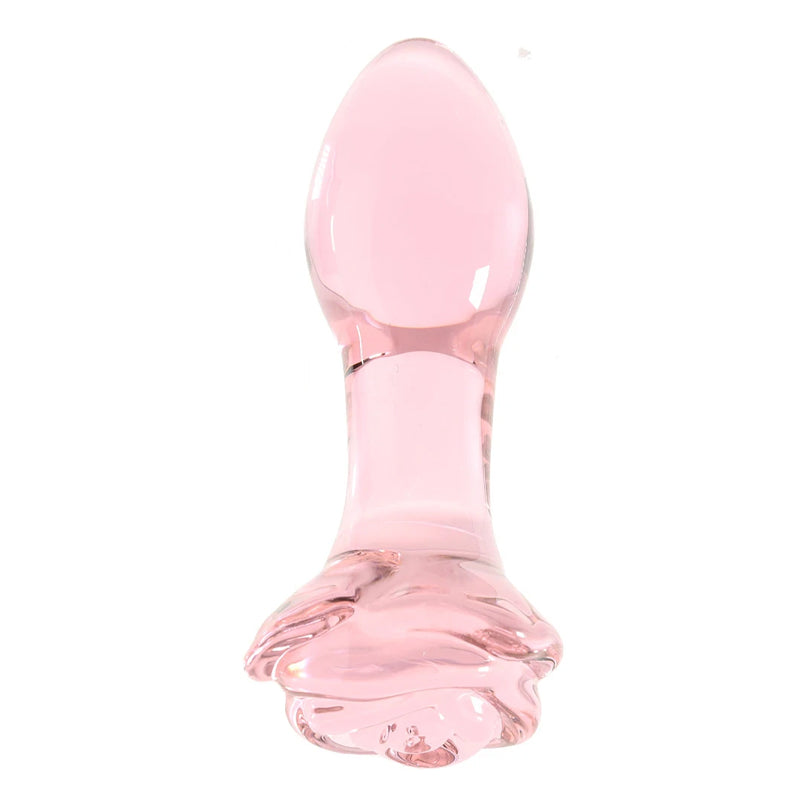5 Inch Rosebud Glass Butt Plug
