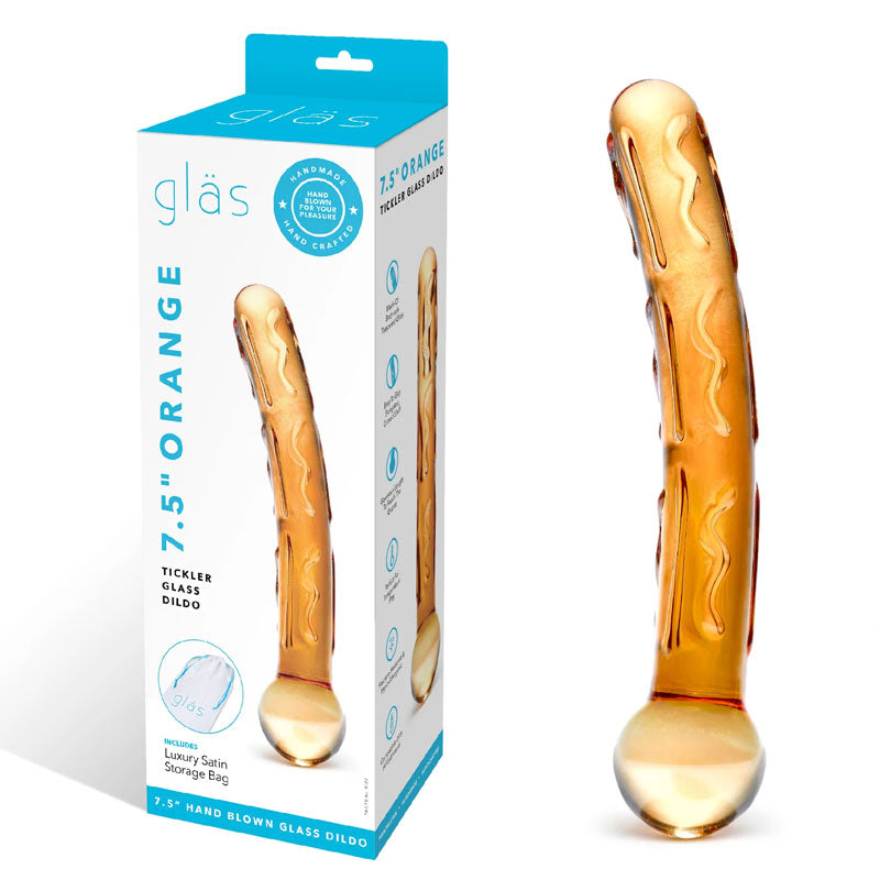 Orange Tickler Glass Dildo