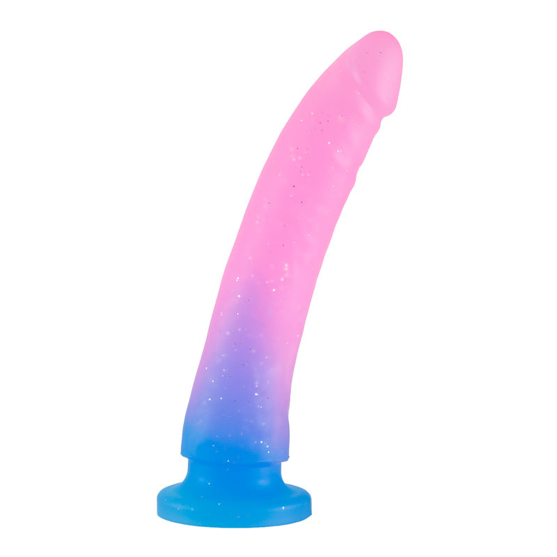 Sparkle Dong 3 With Suction Cup Blue and Pink 6 inch - Packed In Sealed Foil Bags