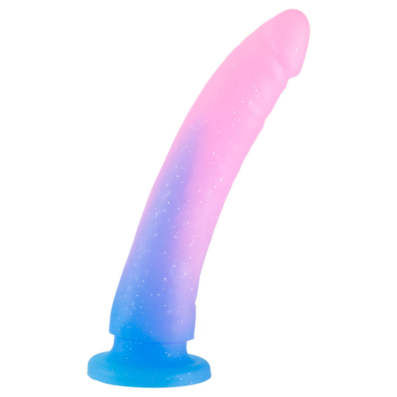 Sparkle Dong 5 With Suction Cup Blue and Pink 8.5 inch - Packed In Sealed Foil Bags