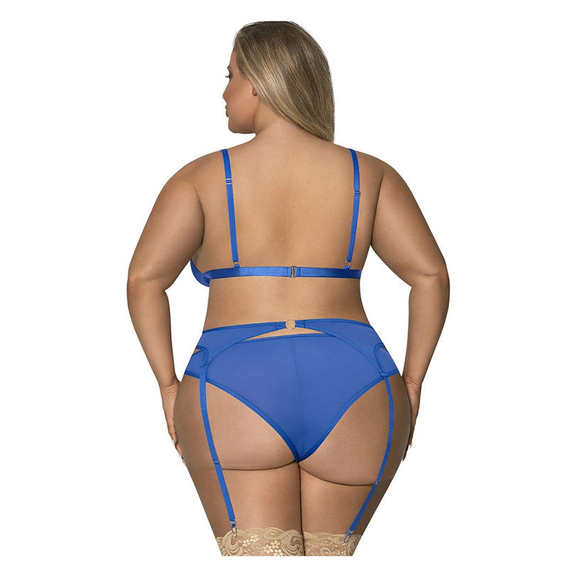 Sassy Bra, Garter And Rouched Panty
