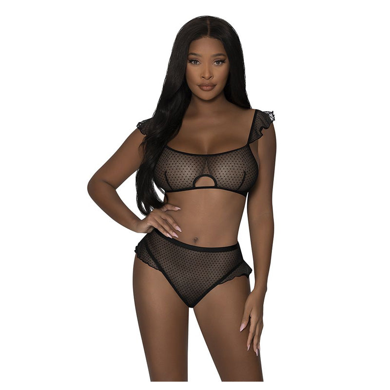 Girl Next Door Flutter Sleeve Keyhole Bralette And Panty Set
