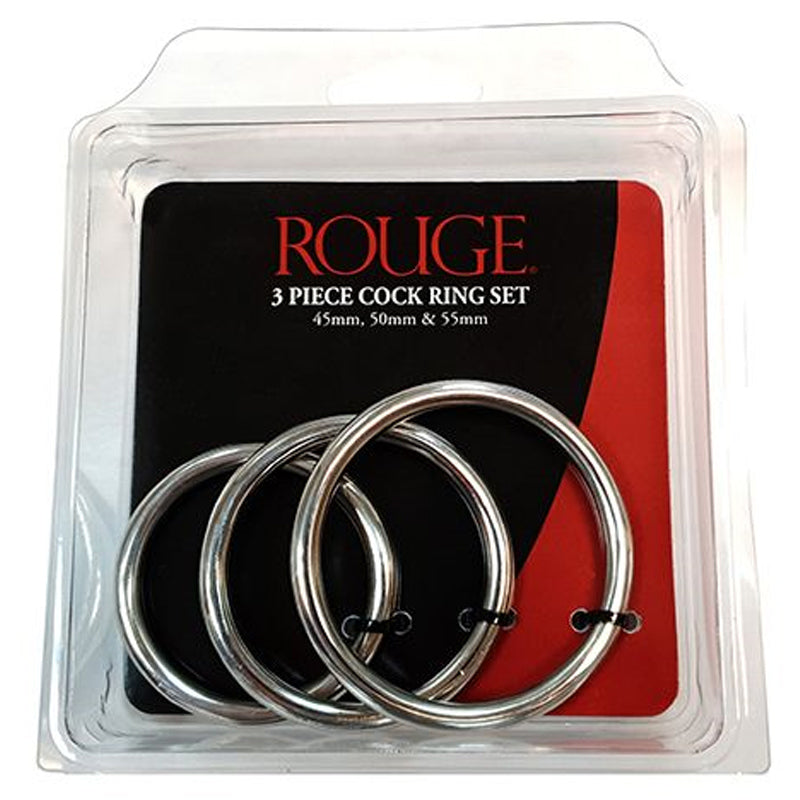 Rouge Garments Stainless Steel 3 Piece Cock Ring Set