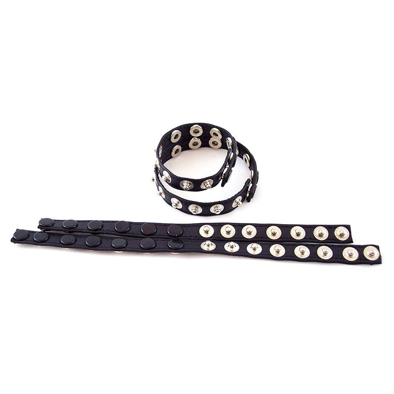 Rouge Garments Leather Double Multi Snap Cock Strap with Silver Snap Buttons