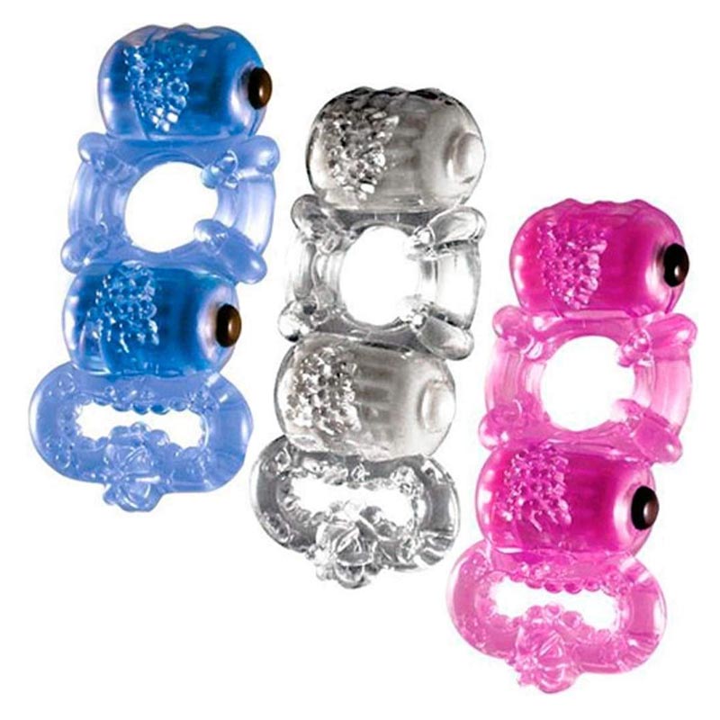 Tri-O - Assorted Colours Vibrating Cock Ring