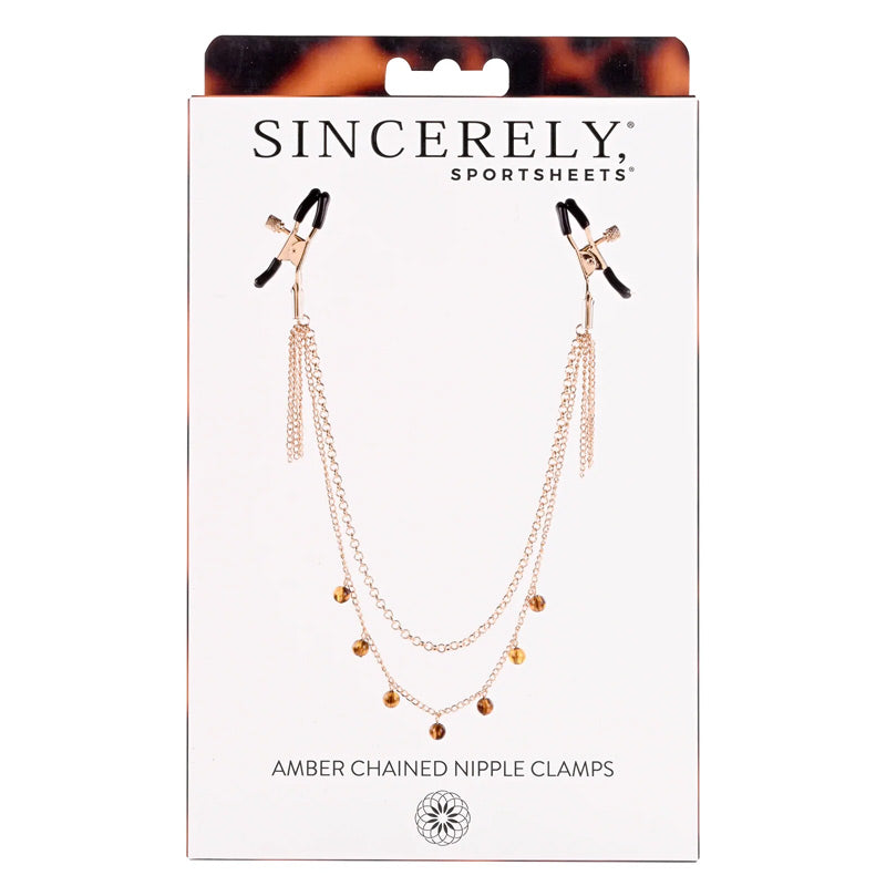 Sportsheet Sincerely Amber Chained Nipple Clamps