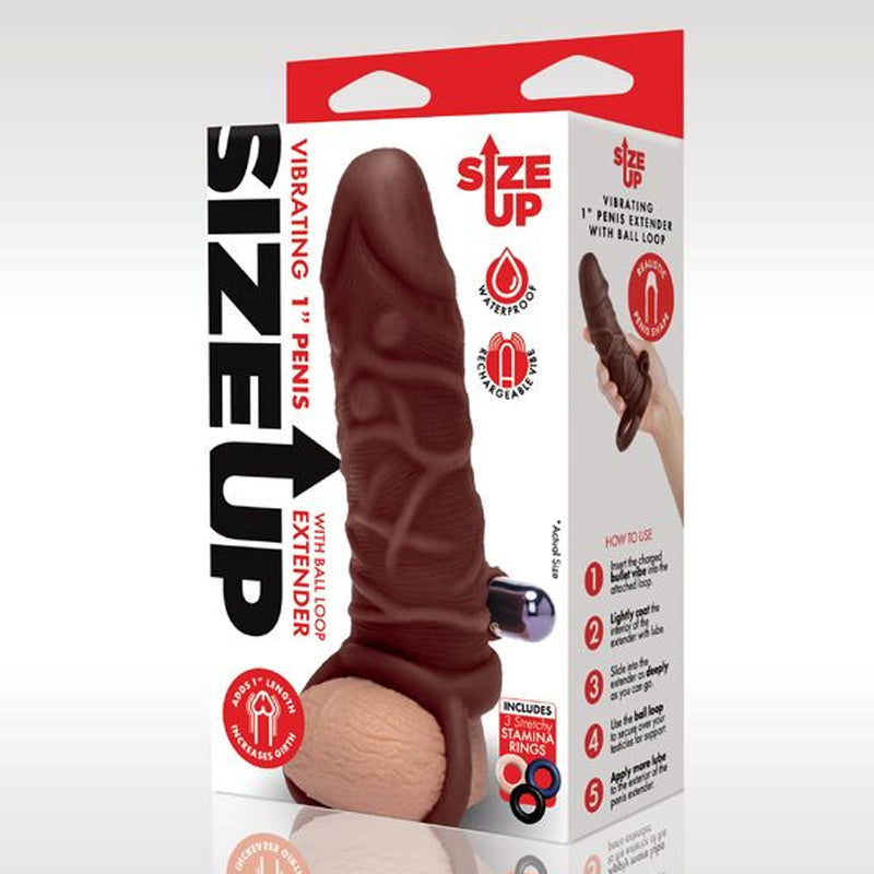 One Inch Vibrating Realistic Penis Extender With Ball Loop