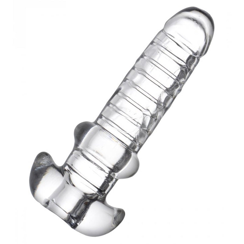 Tight Hole Clear Ribbed Penis Sheath