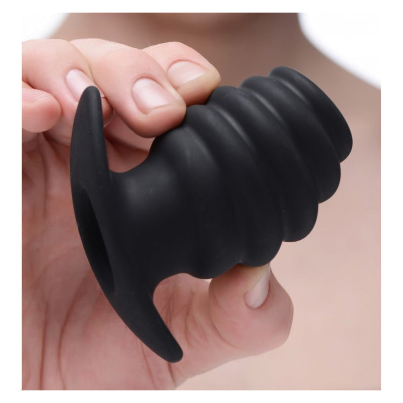 Silicone Ribbed Hollow Anal Plug - Medium