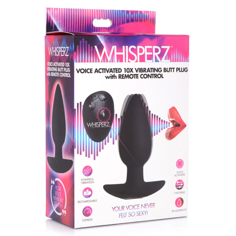 Whipserz Voice Activated 10X Vibrating Butt Plug with Remote Control