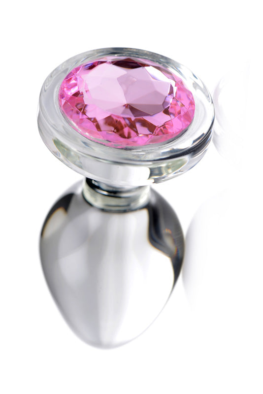 Pink Gem Glass Anal Plug - Large