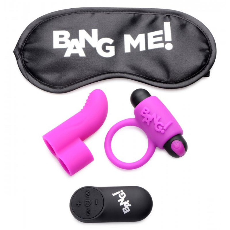 Bang Couples Love Ring, Finger Vibe, Bullet, & Blindfold Kit