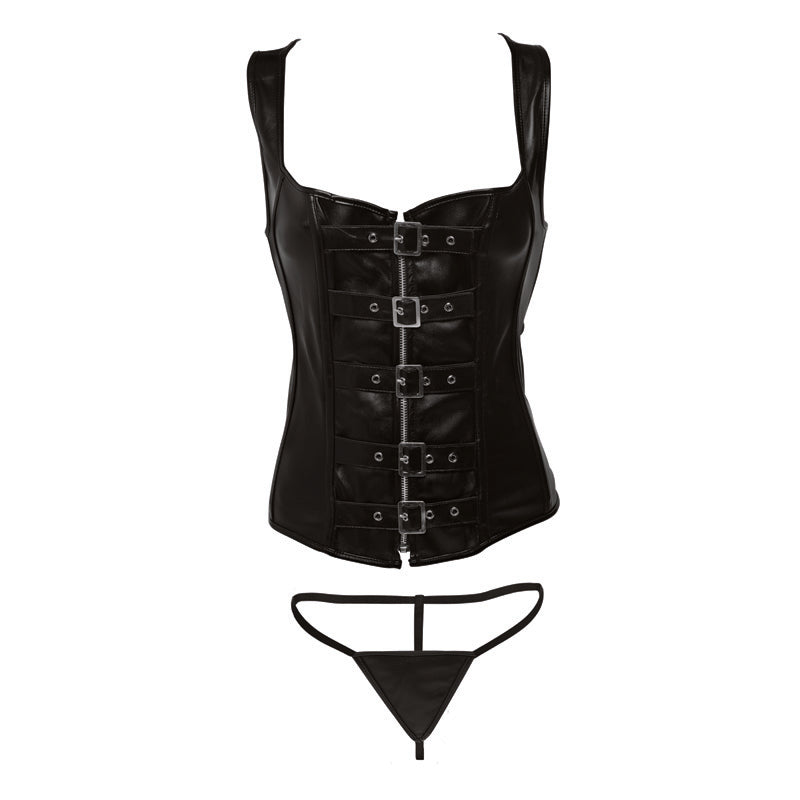 Lace-up Corset Vest & Thong