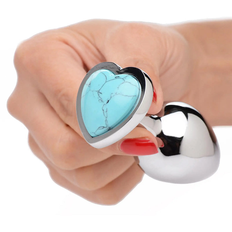 Gemstones Turquoise Heart Anal Plug