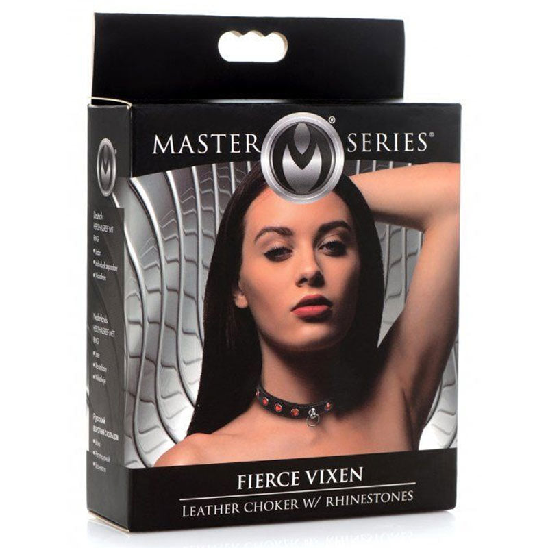 Fierce Vixen Leather Collar With Rhinestones