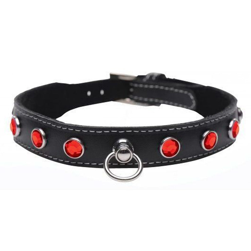 Fierce Vixen Leather Collar With Rhinestones