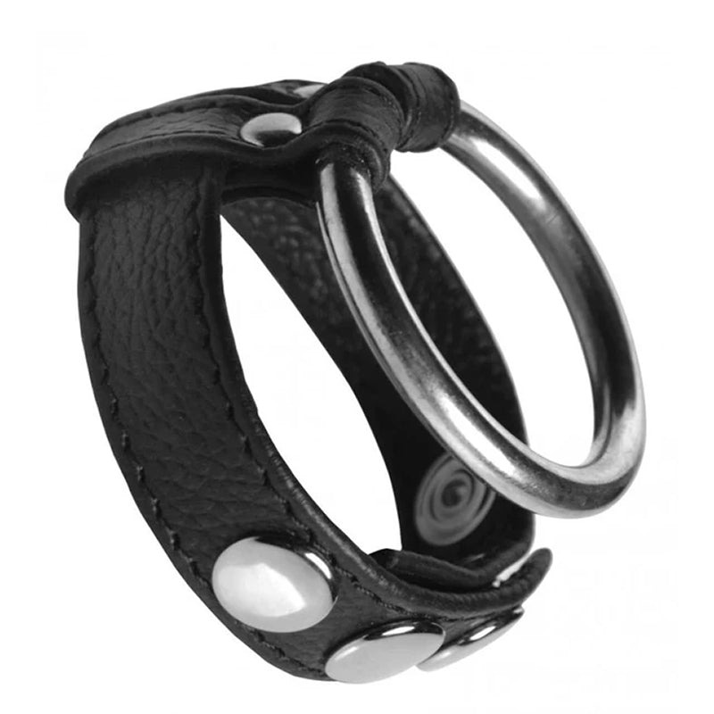Cock Gear Leather and Steel Cock & Ball Ring