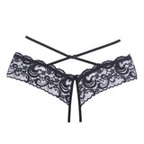 Allure Open Floral Panty With Lace Band & Criss Cross Waist Straps
