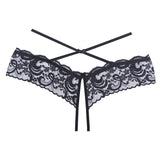 Allure Open Floral Panty With Lace Band & Criss Cross Waist Straps