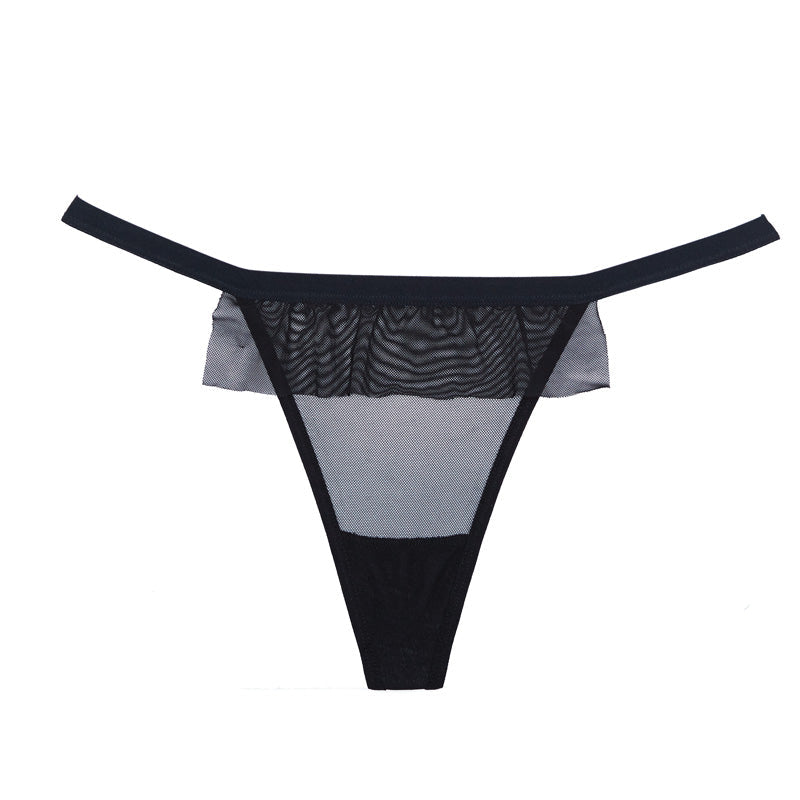 Allure Panty With Mesh Front With Flounce & Open Back With Bow Detail