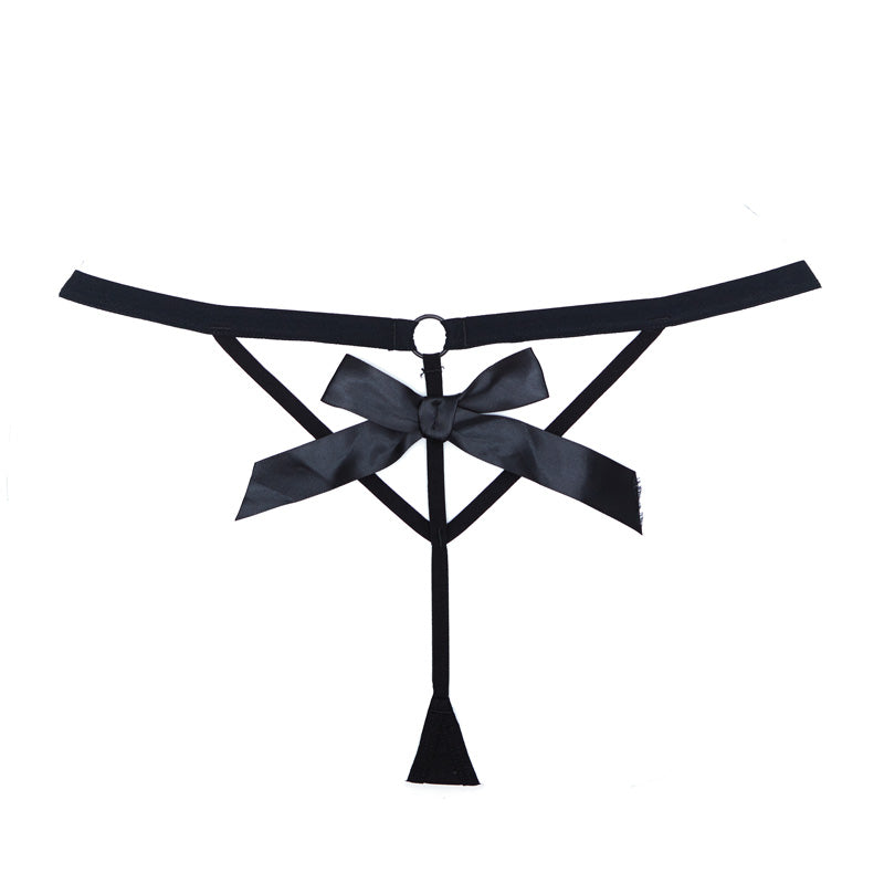 Allure Panty With Mesh Front With Flounce & Open Back With Bow Detail