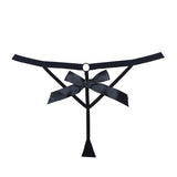 Allure Panty With Mesh Front With Flounce & Open Back With Bow Detail