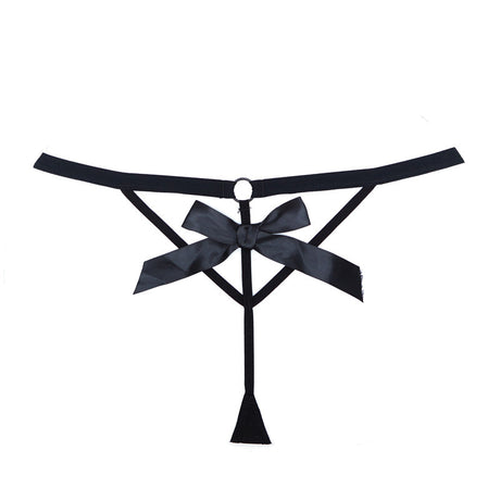 Allure Panty With Mesh Front With Flounce & Open Back With Bow Detail