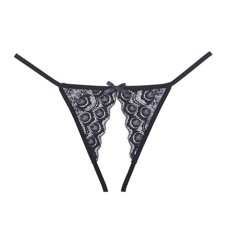 Allure Lace Panty With Open Front & Lace And Elastic Strap Back