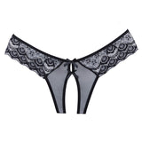 Allure Open Panty With Lace And Mesh Front With Dual Bow Trim & Lace Back With Dual Straps