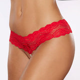 Allure Lip Sync Scalloped Lace Pearl String Thong