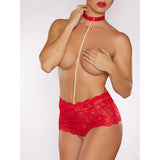 Allure Posh & Spicy High Waisted Pearl Thong to Neck