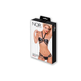 Noir Faux Leather Bra & G String Set