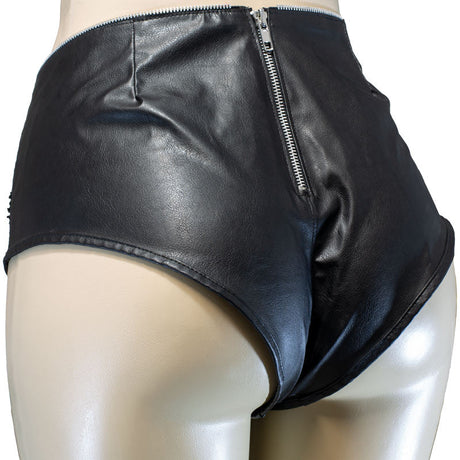 Faux Leather Zip Shorts