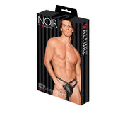 Noir Mens Strappy Faux Leather Look Thong