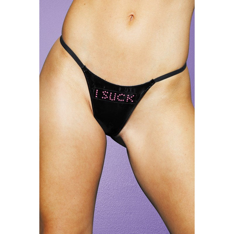 Allure Womens Vinyl I Suck Thong