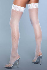 Fishnet Thigh Highs With Lace Top