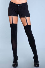 Opaque Thigh Highs With Attached Garter