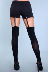 Opaque Thigh Highs With Attached Garter