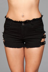 Denim Shorts With Buckle Sides