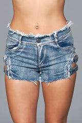 Denim Shorts With Buckle Sides