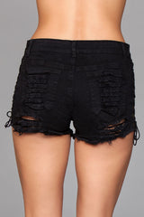 Denim Shorts With Lace Up Sides